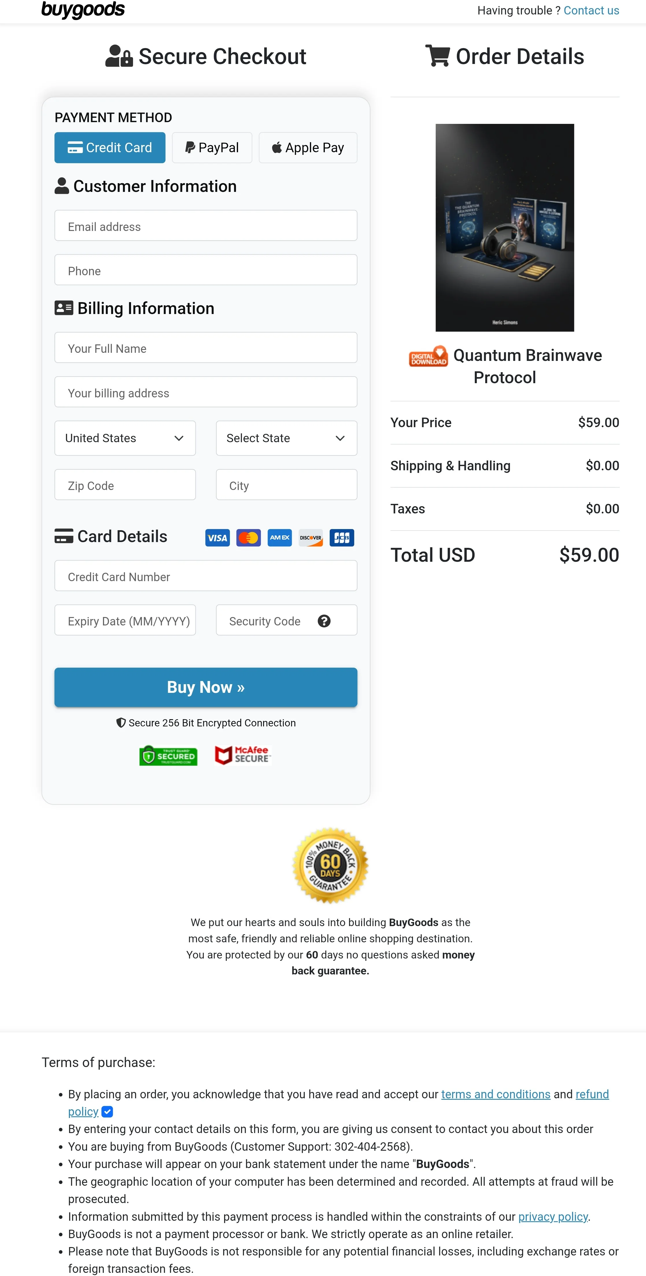 Quantum Brainwave Protocol order form